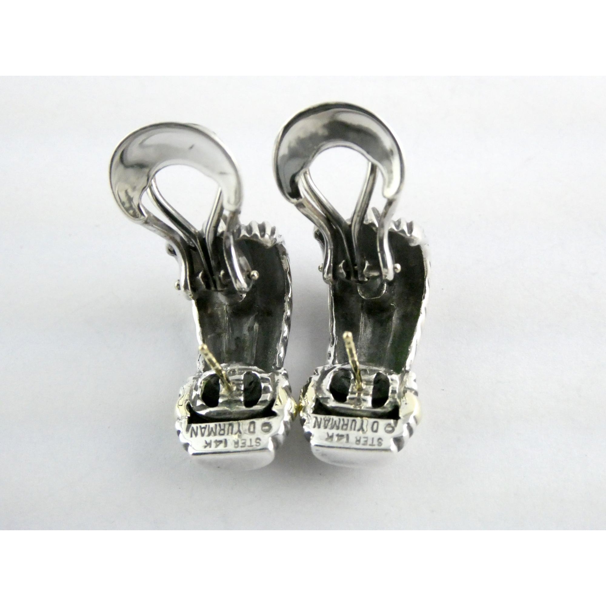 David Yurman Triple Cable Sterling Silver and 14K Yellow Gold Earrings 15g 27mm