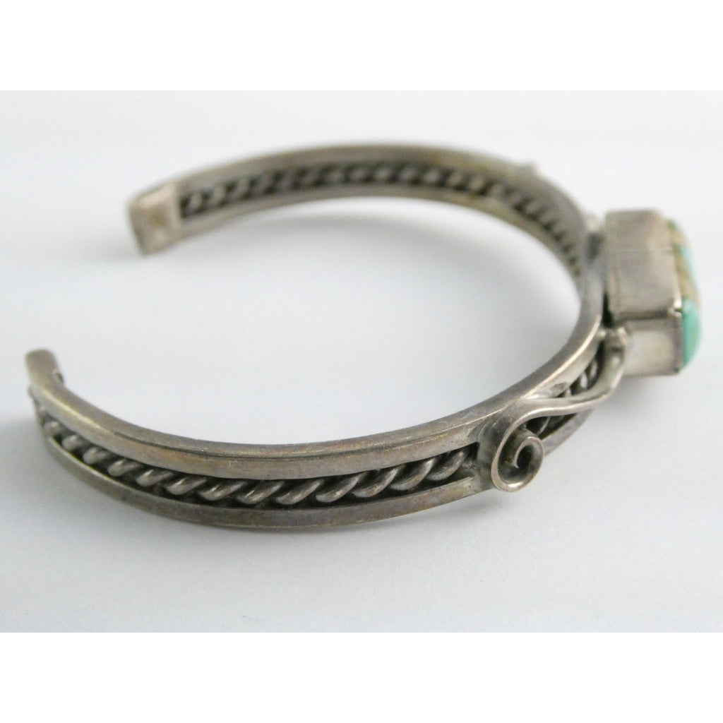 NA Navajo Morton Ray Sterling Silver Turquoise Bracelet Whirling Wind 6.75 Inch