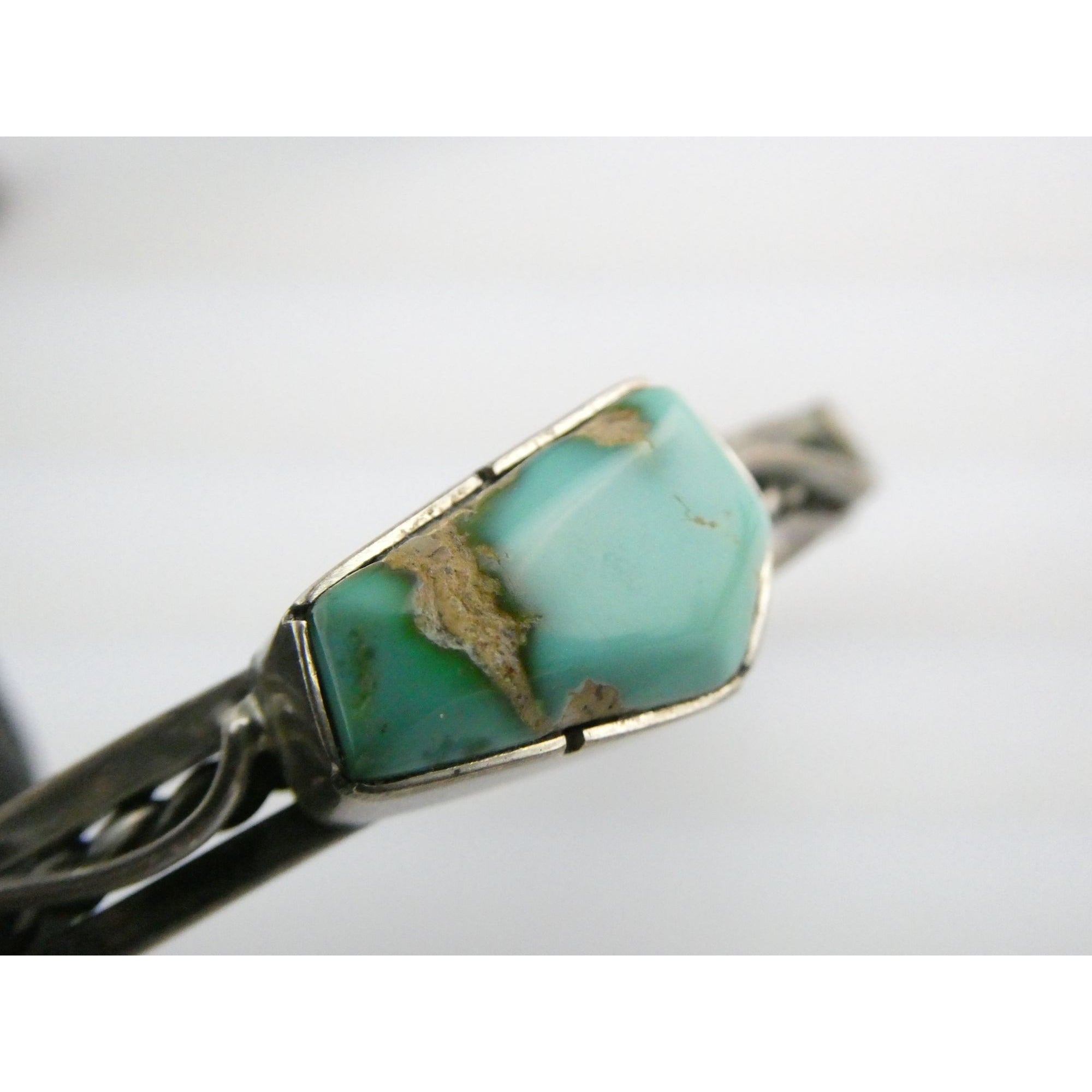 NA Navajo Morton Ray Sterling Silver Turquoise Bracelet Whirling Wind 6.75 Inch