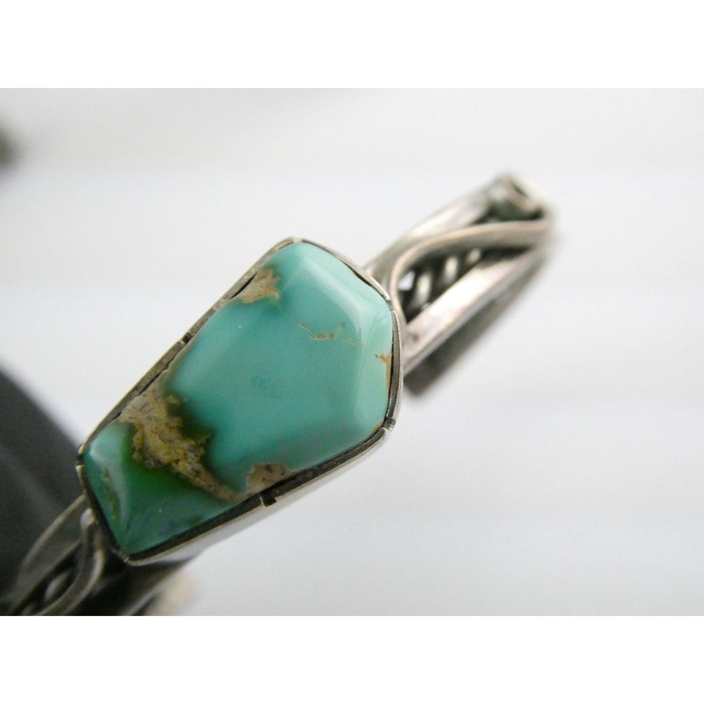 NA Navajo Morton Ray Sterling Silver Turquoise Bracelet Whirling Wind 6.75 Inch