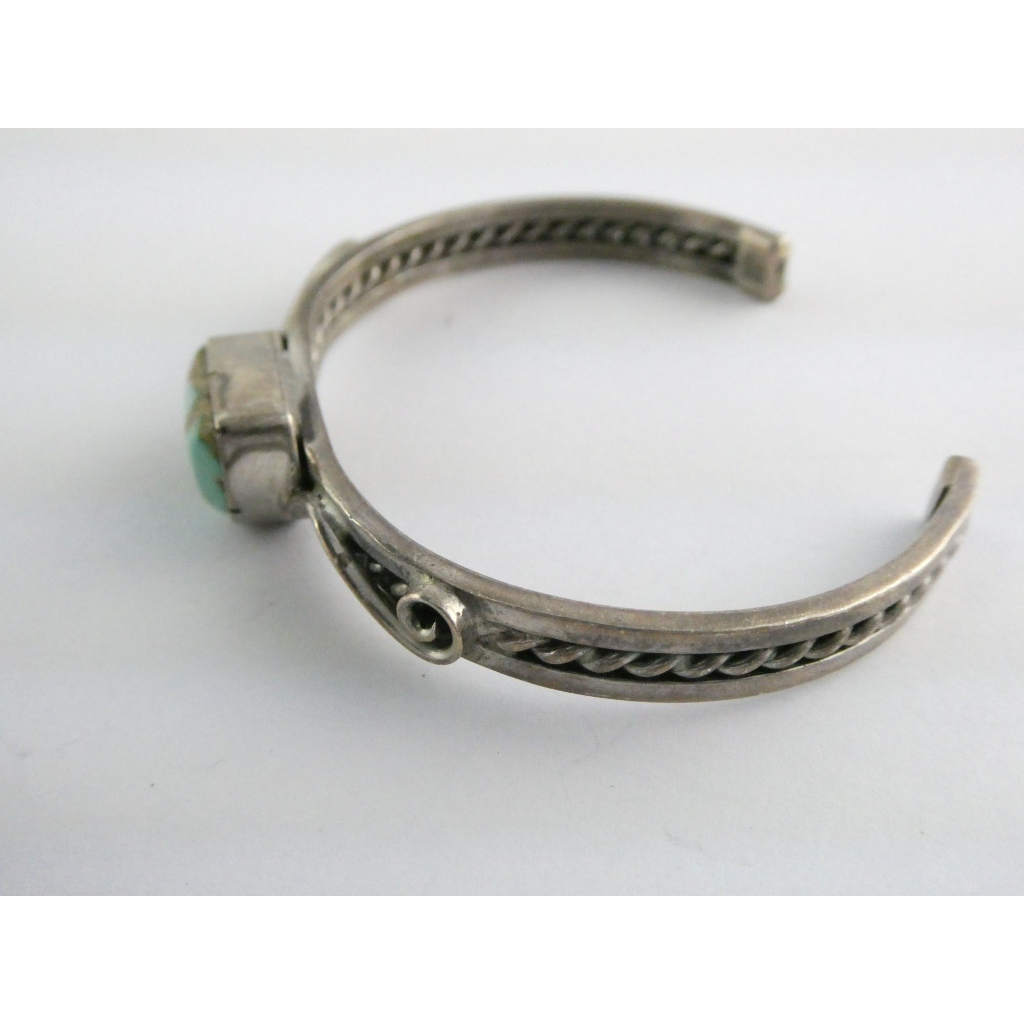 NA Navajo Morton Ray Sterling Silver Turquoise Bracelet Whirling Wind 6.75 Inch
