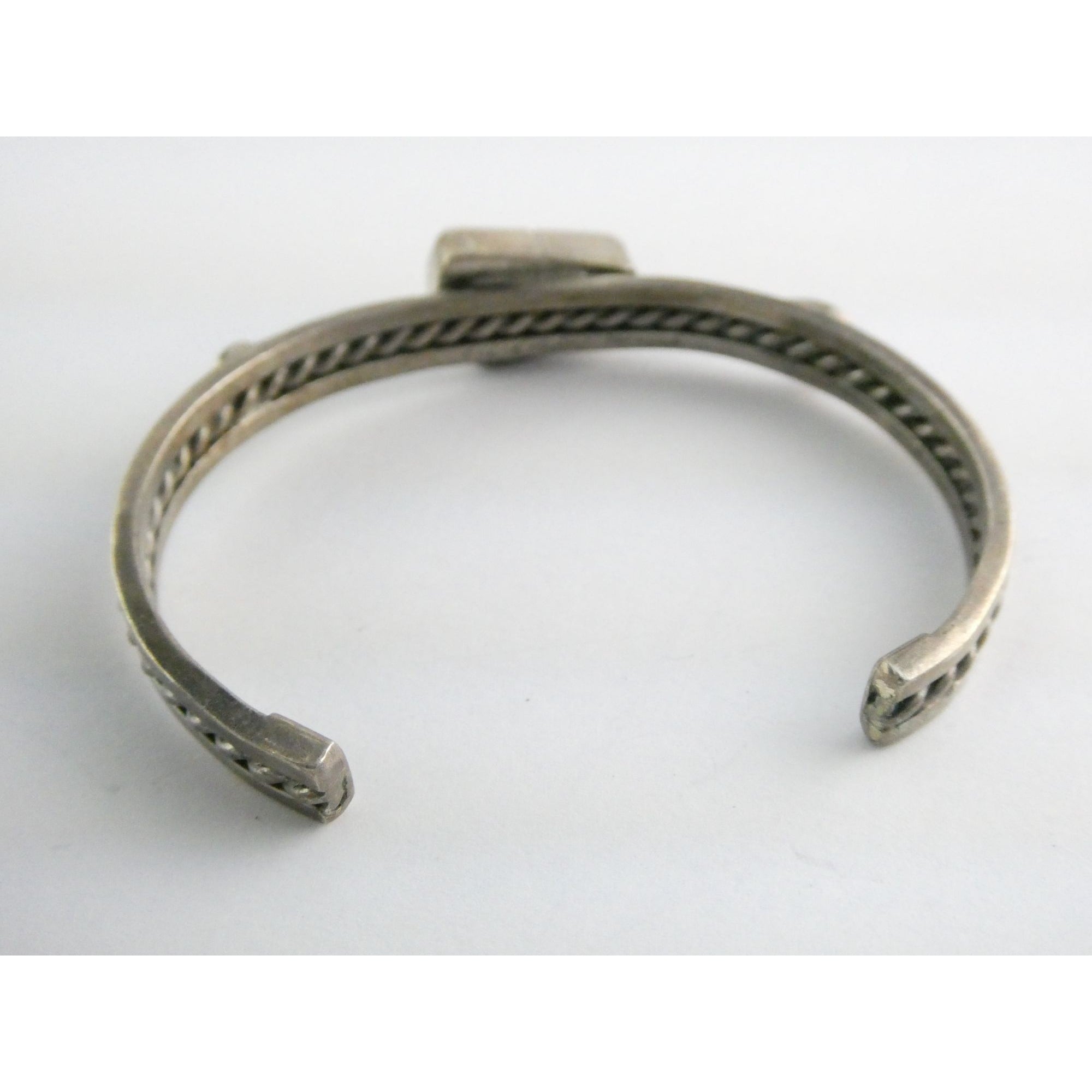 NA Navajo Morton Ray Sterling Silver Turquoise Bracelet Whirling Wind 6.75 Inch