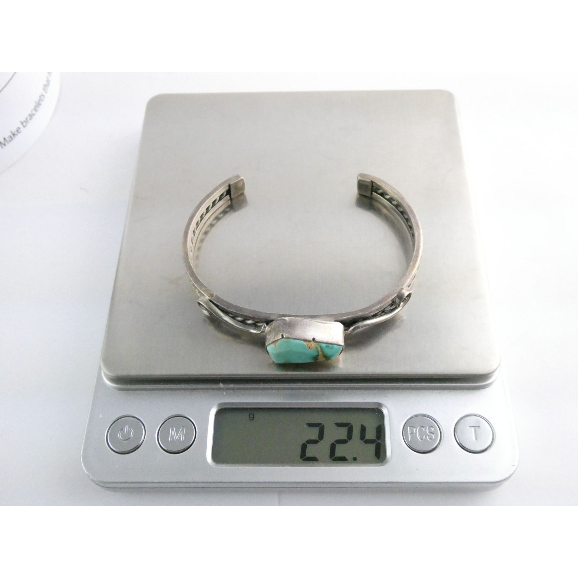 NA Navajo Morton Ray Sterling Silver Turquoise Bracelet Whirling Wind 6.75 Inch
