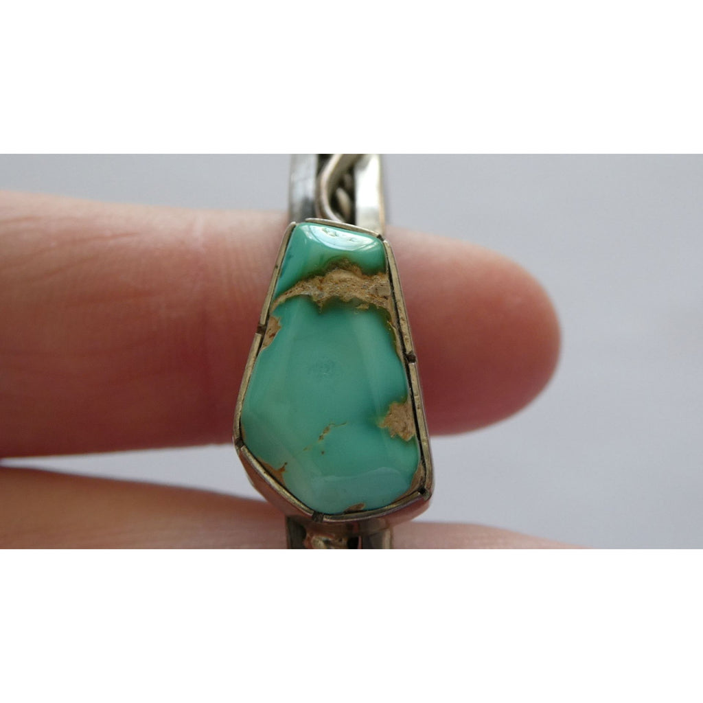 NA Navajo Morton Ray Sterling Silver Turquoise Bracelet Whirling Wind 6.75 Inch