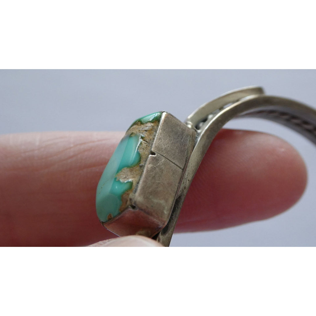 NA Navajo Morton Ray Sterling Silver Turquoise Bracelet Whirling Wind 6.75 Inch