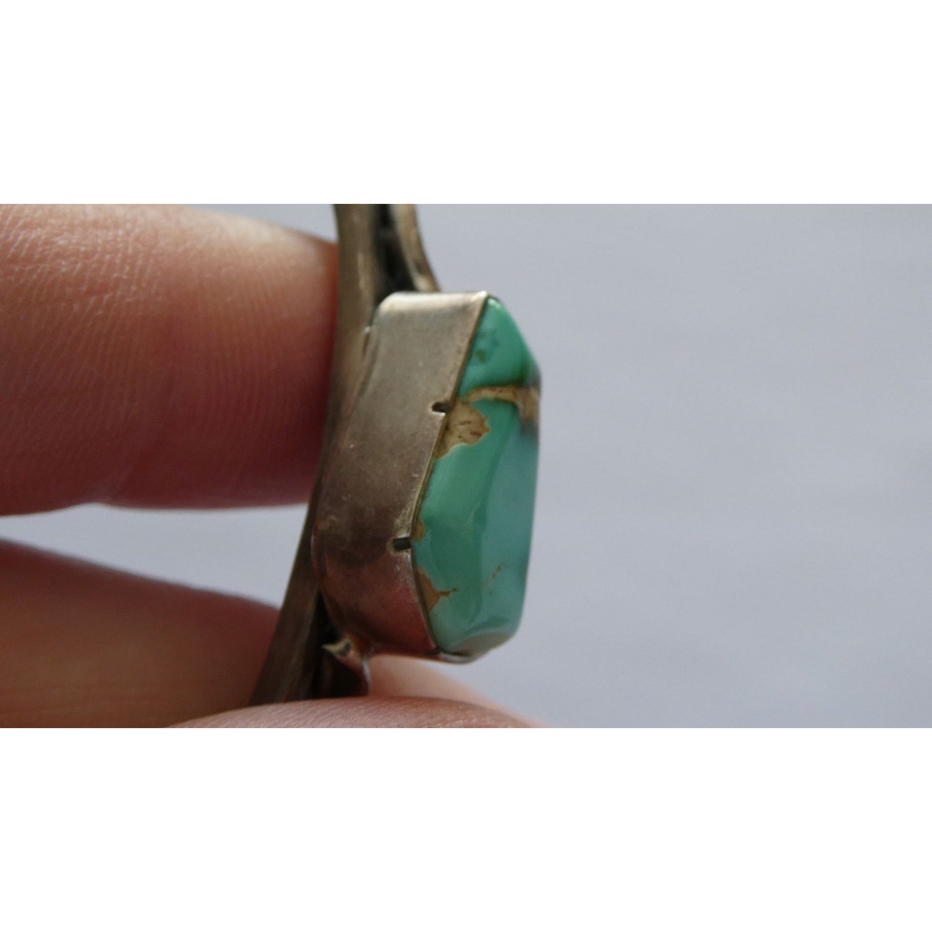 NA Navajo Morton Ray Sterling Silver Turquoise Bracelet Whirling Wind 6.75 Inch