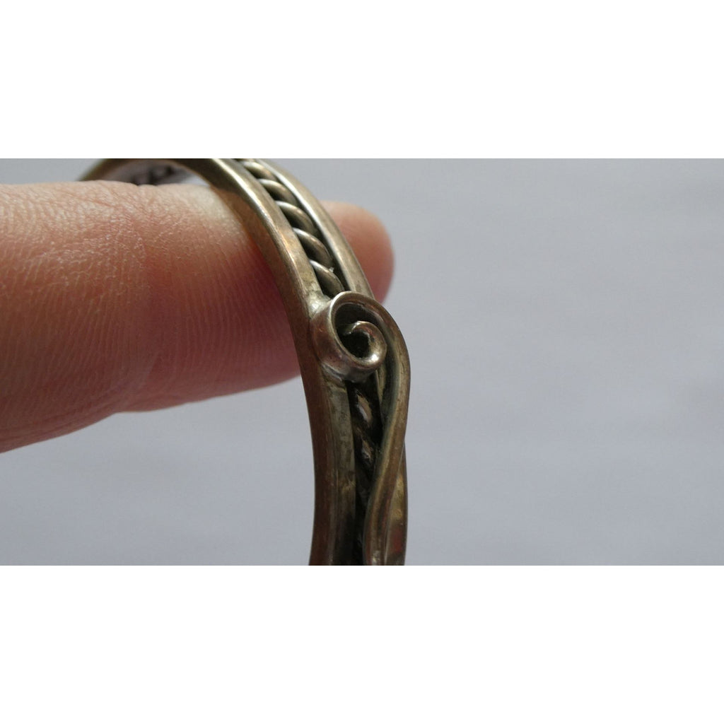 NA Navajo Morton Ray Sterling Silver Turquoise Bracelet Whirling Wind 6.75 Inch