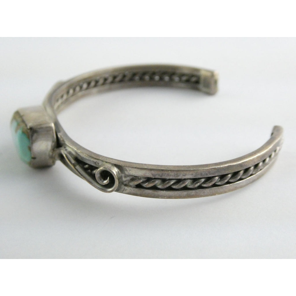 NA Navajo Morton Ray Sterling Silver Turquoise Bracelet Whirling Wind 6.75 Inch