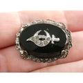 Vintage Sterling Silver Masonic Shriner Sword Black and White Glass Gem Pin 5g