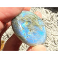 Polished Oval Form Labradorite Piece Specimen 52.7g Weight 1.75 Inch Max Length