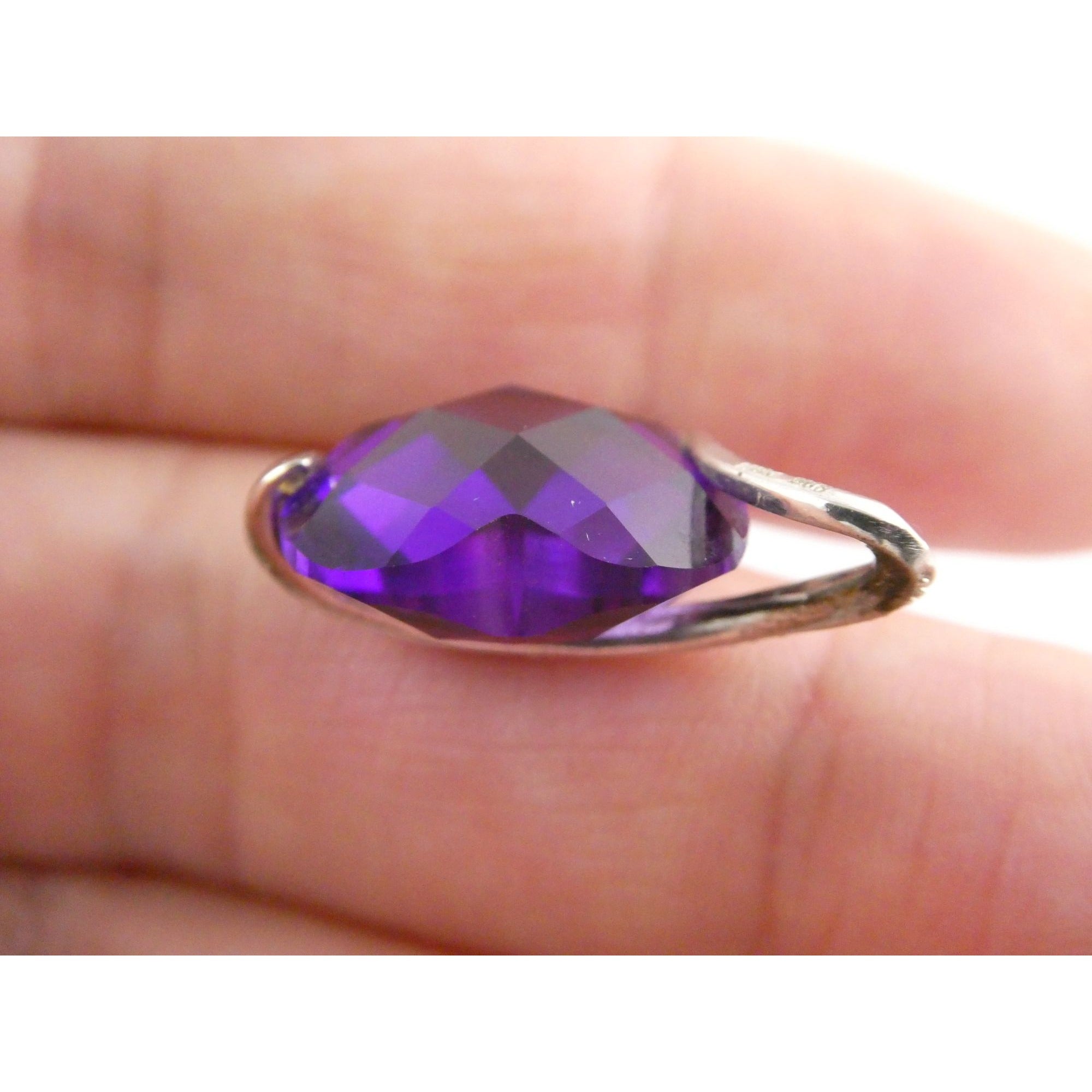 Designer P Star M Sterling Silver White Topaz and Amethyst Heart Pendant 3g 15mm