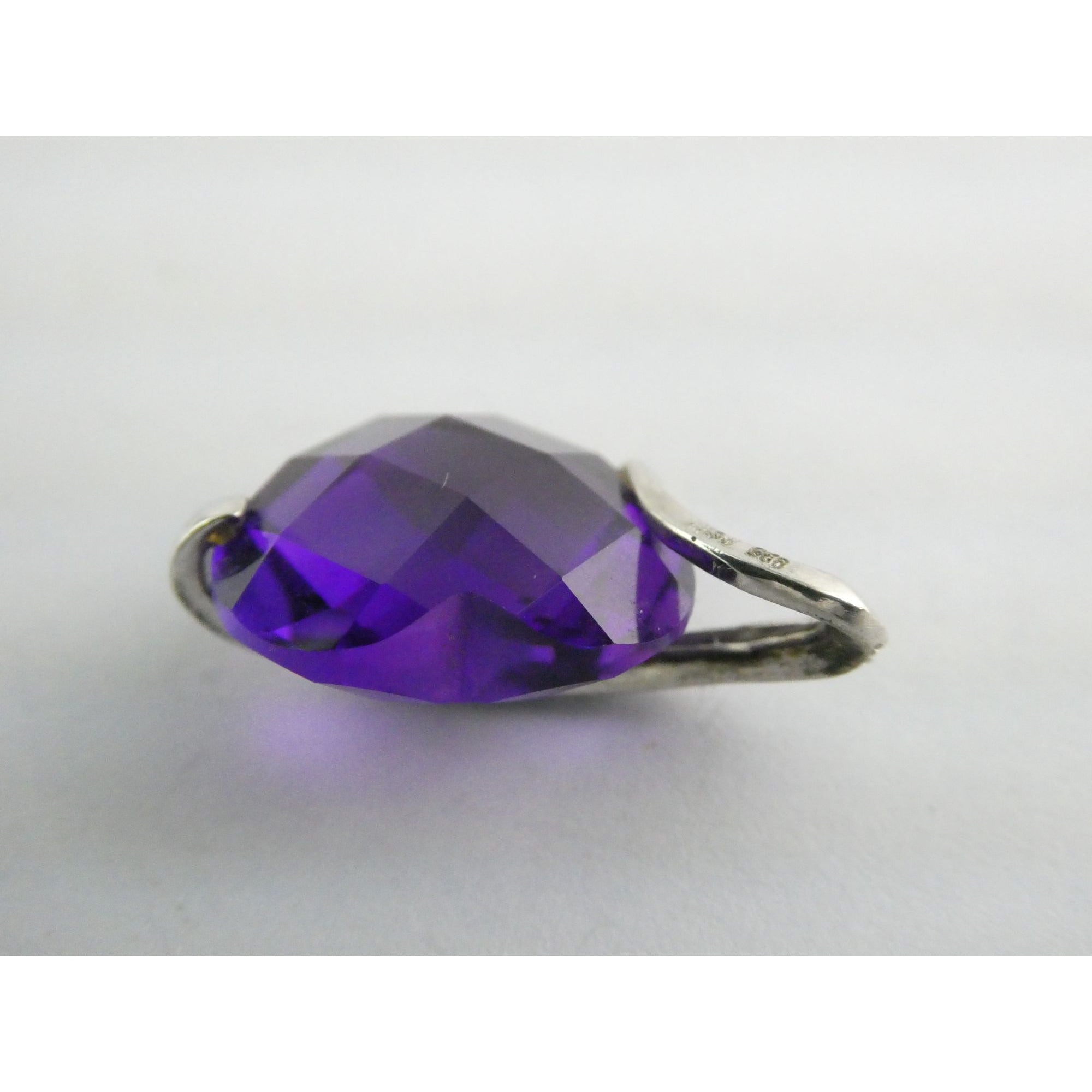 Designer P Star M Sterling Silver White Topaz and Amethyst Heart Pendant 3g 15mm