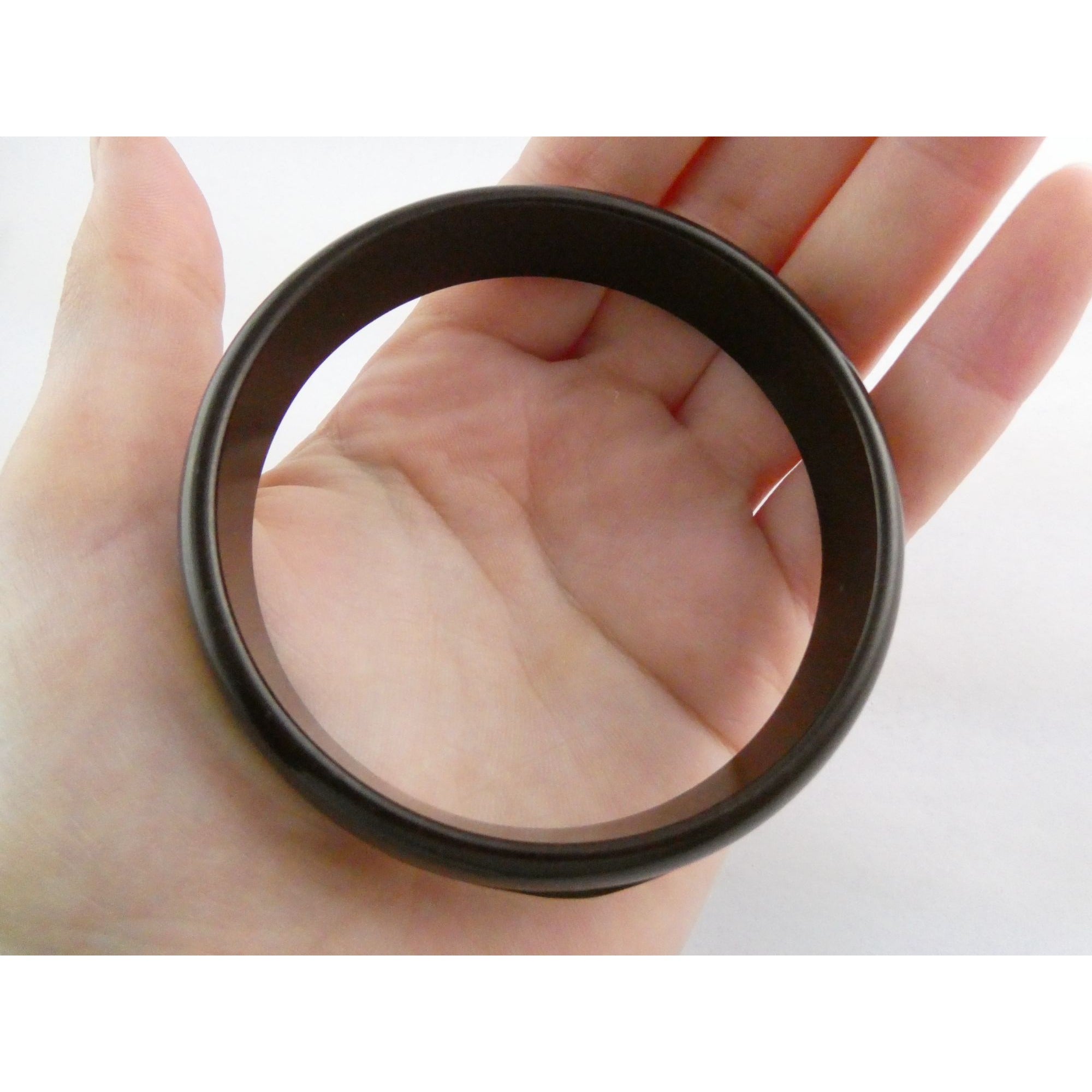 Vintage Brown Plastic with Brass Band Bangle Bracelet 17.2g Weight 8 Inch Fit
