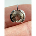 Sterling Silver Pale Yellow Quartz Faceted Round Pendant Charm 1g Weight 8.8mm