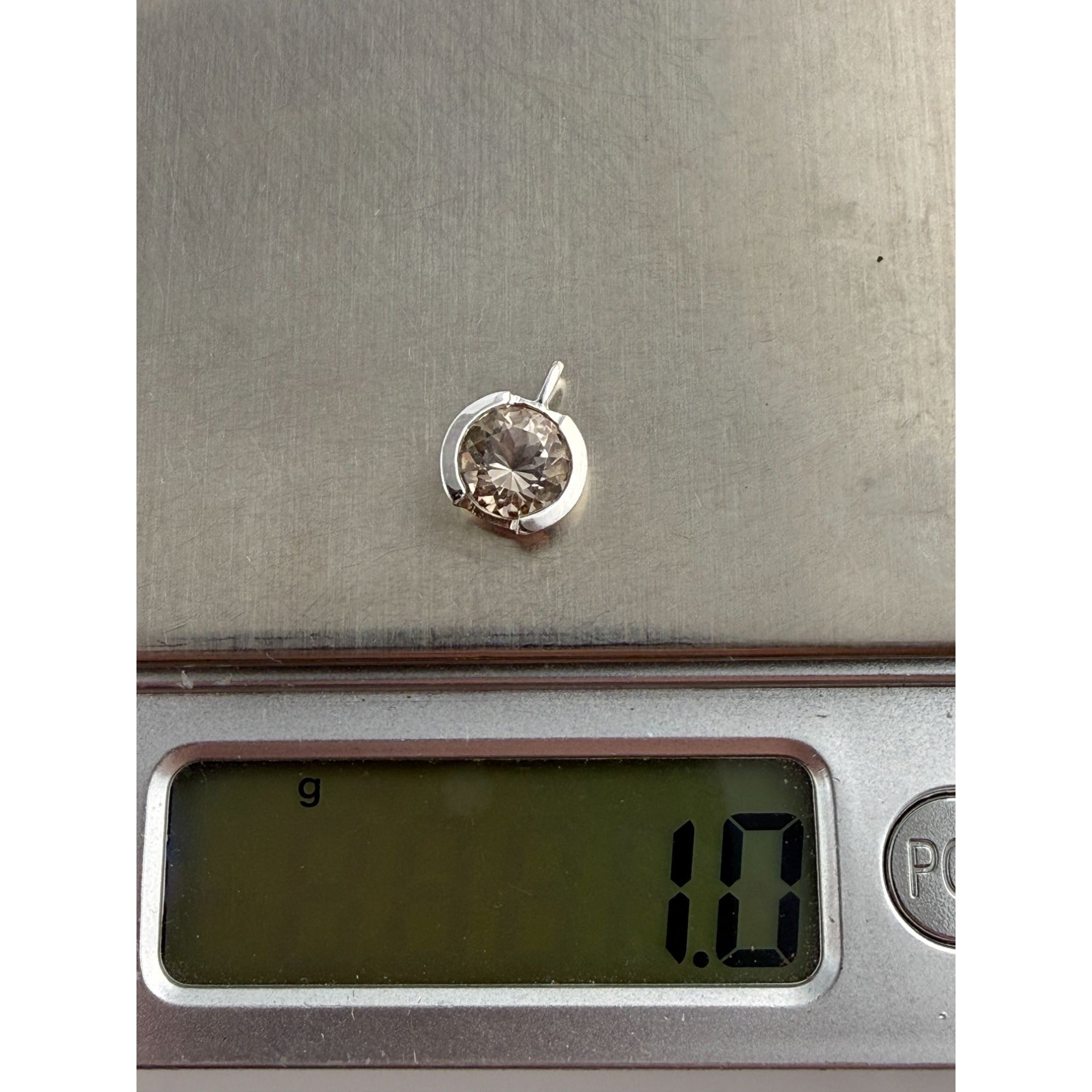 Sterling Silver Pale Yellow Quartz Faceted Round Pendant Charm 1g Weight 8.8mm