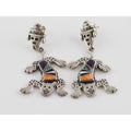 NA Zuni Rock Kritters Sterling Silver Gem Inlay Big Cat Earrings 20g 2 Inches