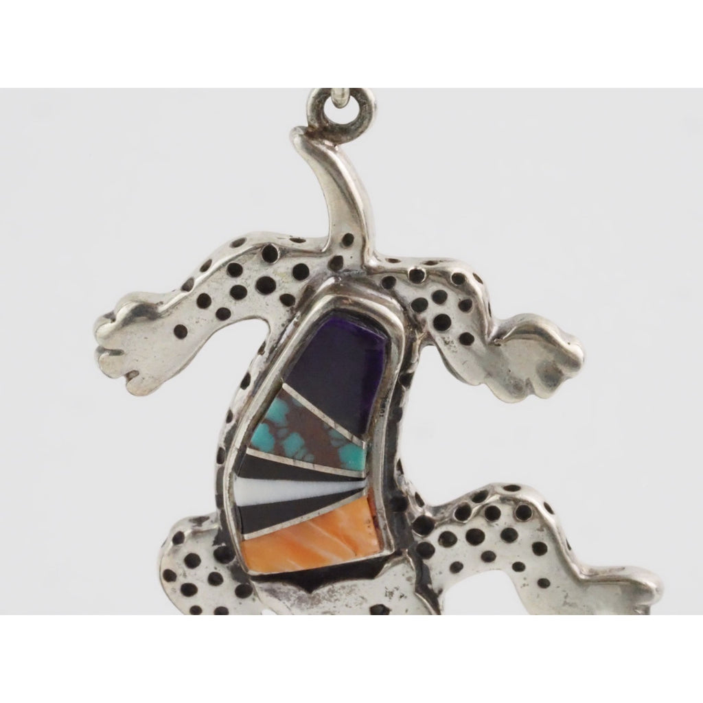 NA Zuni Rock Kritters Sterling Silver Gem Inlay Big Cat Earrings 20g 2 Inches