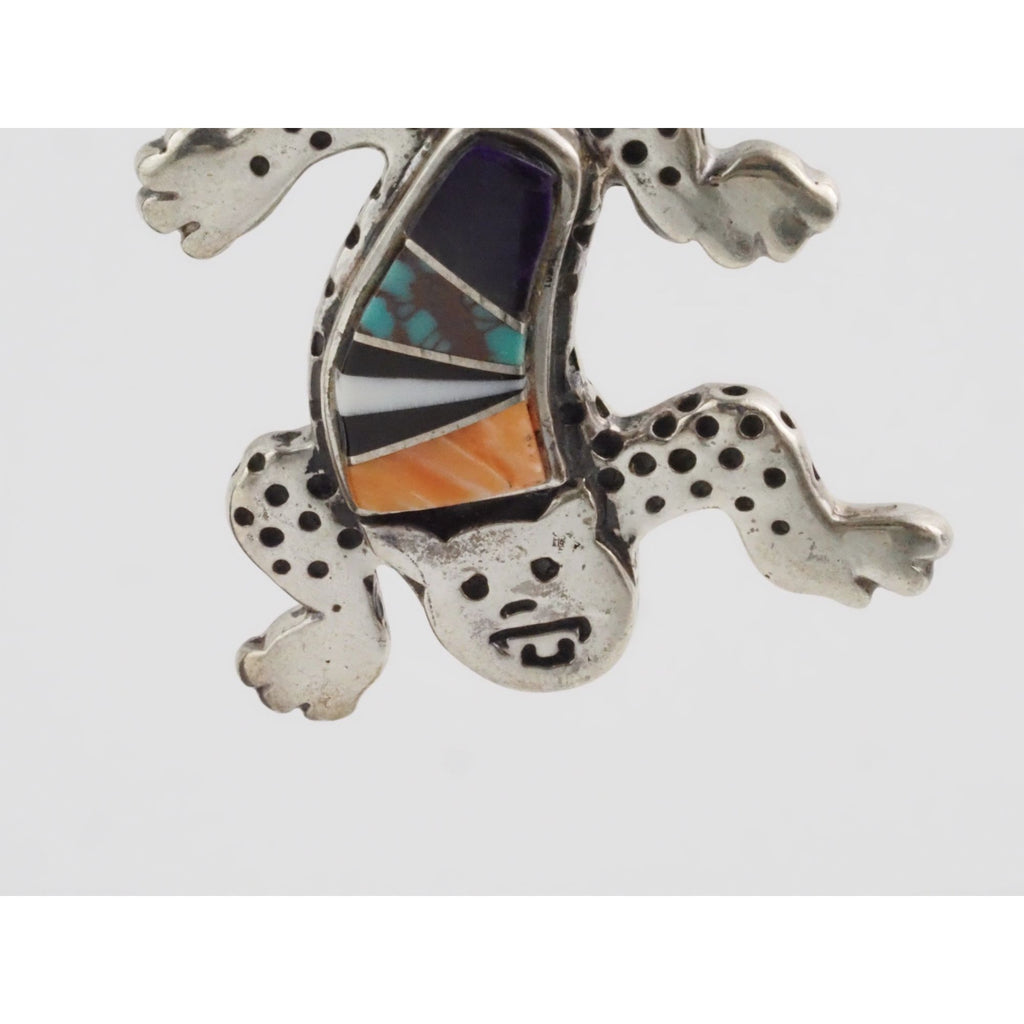 NA Zuni Rock Kritters Sterling Silver Gem Inlay Big Cat Earrings 20g 2 Inches