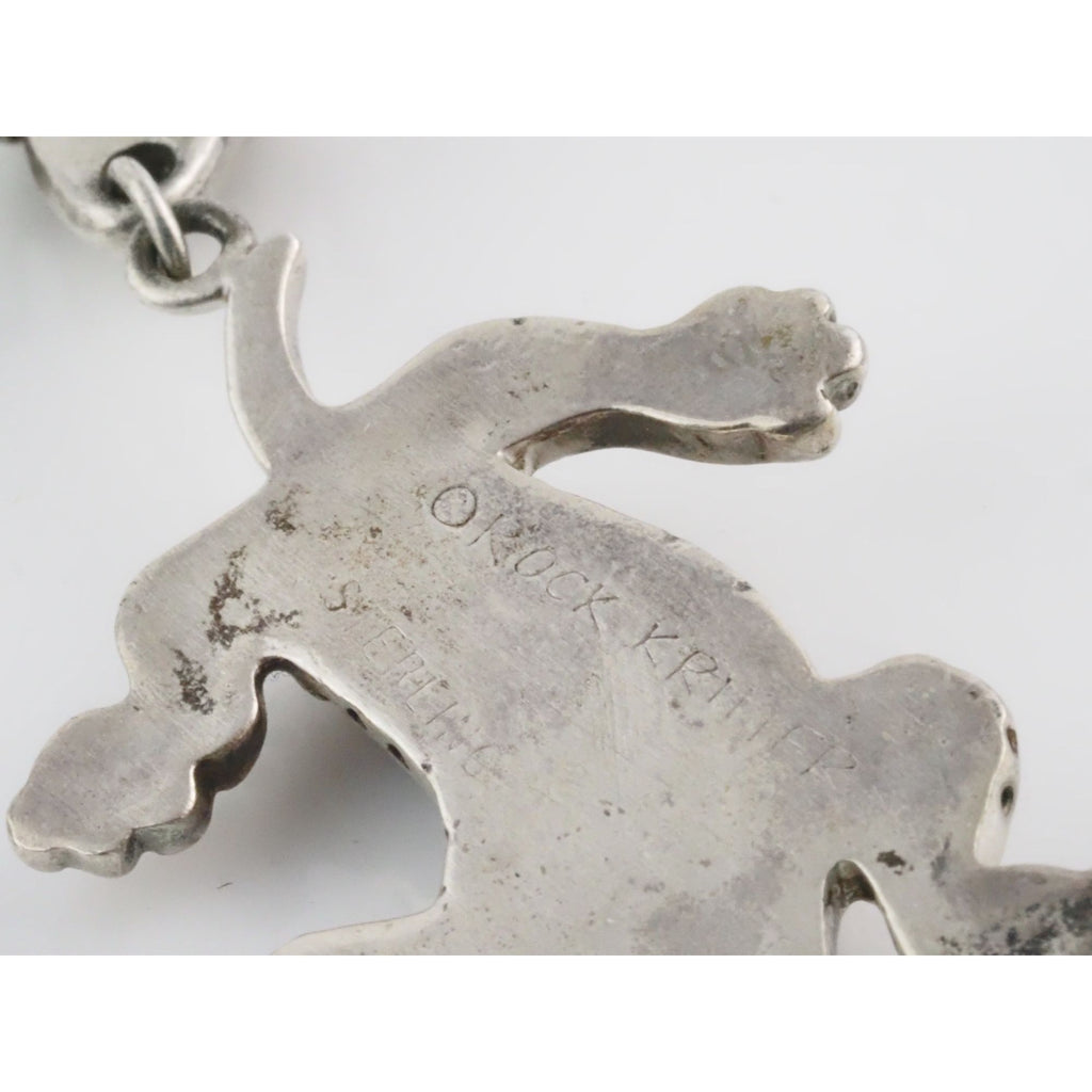 NA Zuni Rock Kritters Sterling Silver Gem Inlay Big Cat Earrings 20g 2 Inches