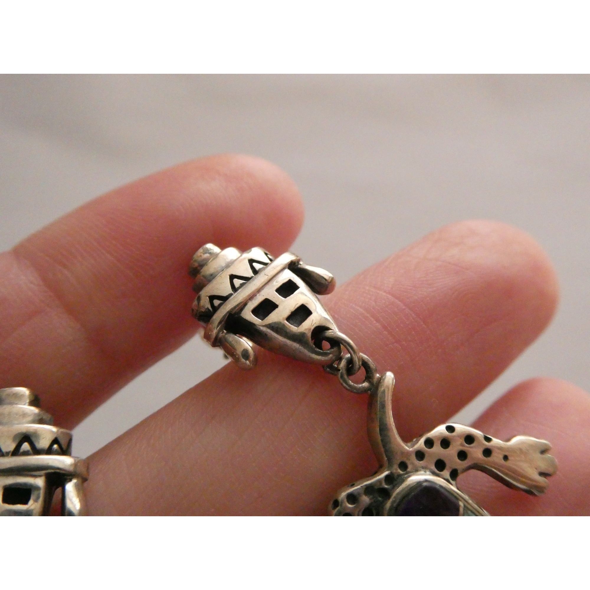 NA Zuni Rock Kritters Sterling Silver Gem Inlay Big Cat Earrings 20g 2 Inches