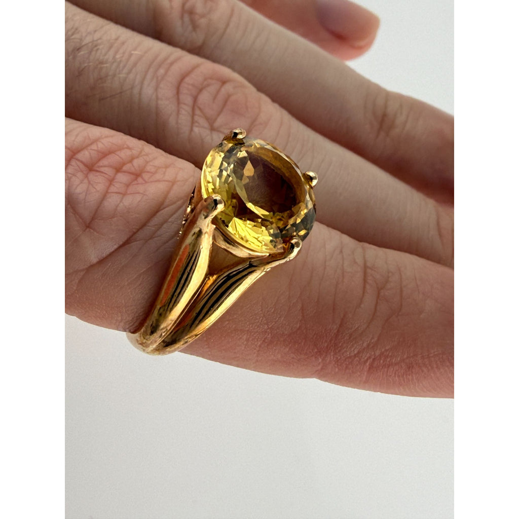 Ross Simons Gilt Sterling Silver Golden Yellow Citrine Ring 925 Size 7.75 5.9g