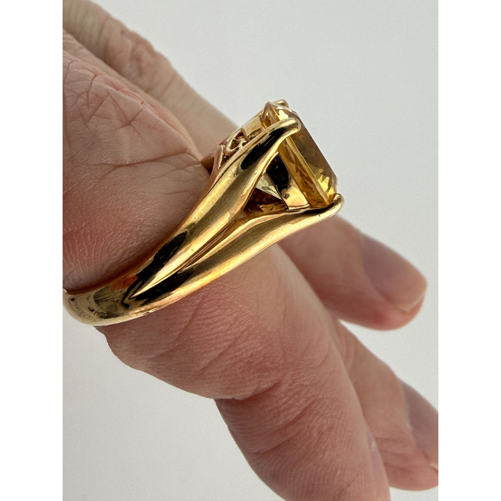 Ross Simons Gilt Sterling Silver Golden Yellow Citrine Ring 925 Size 7.75 5.9g
