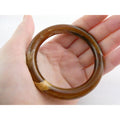 Vintage Pressed Plastic Chunky Brown Swirl Bangle Bracelet 7.25 Inch Fit 14.7g
