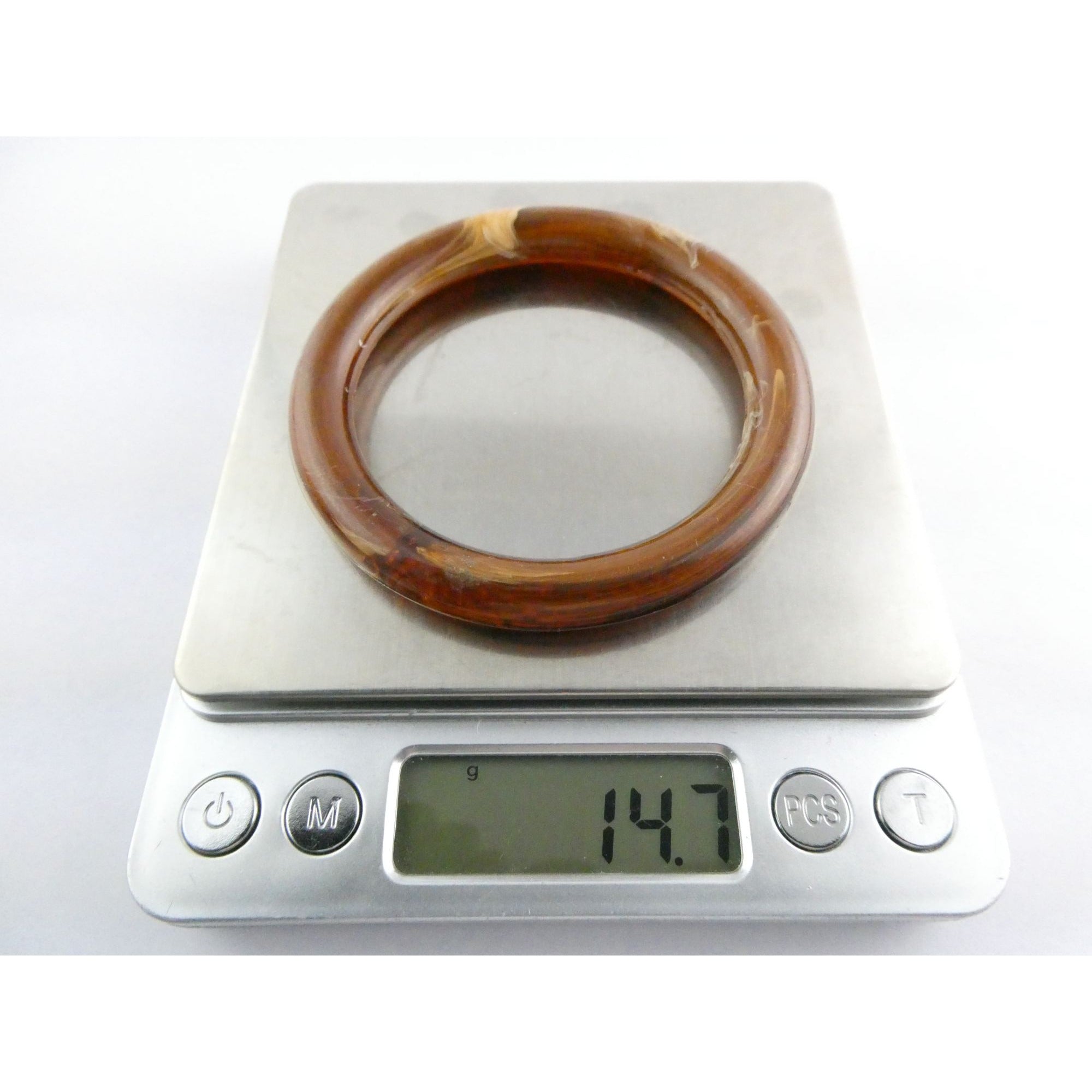 Vintage Pressed Plastic Chunky Brown Swirl Bangle Bracelet 7.25 Inch Fit 14.7g