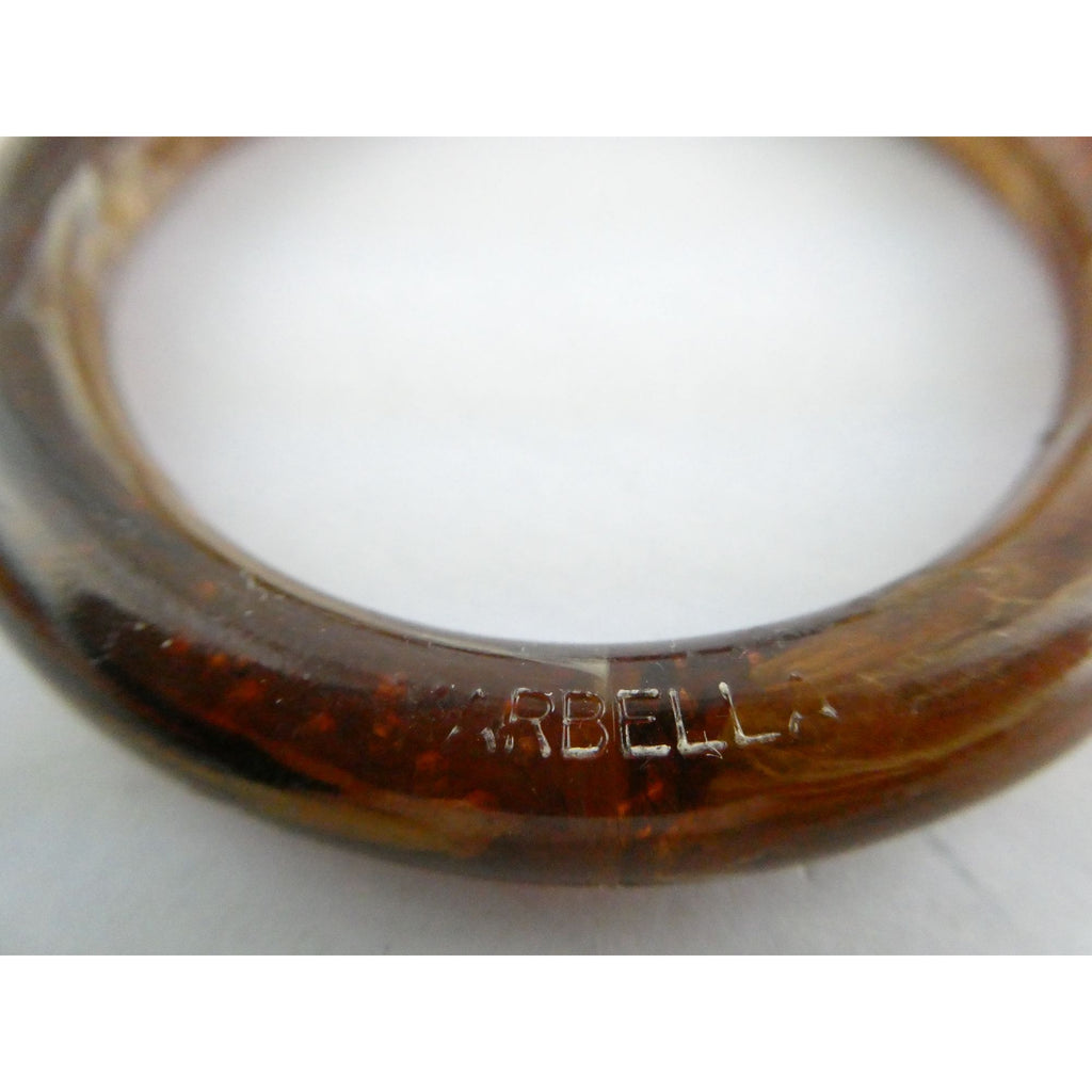 Vintage Pressed Plastic Chunky Brown Swirl Bangle Bracelet 7.25 Inch Fit 14.7g