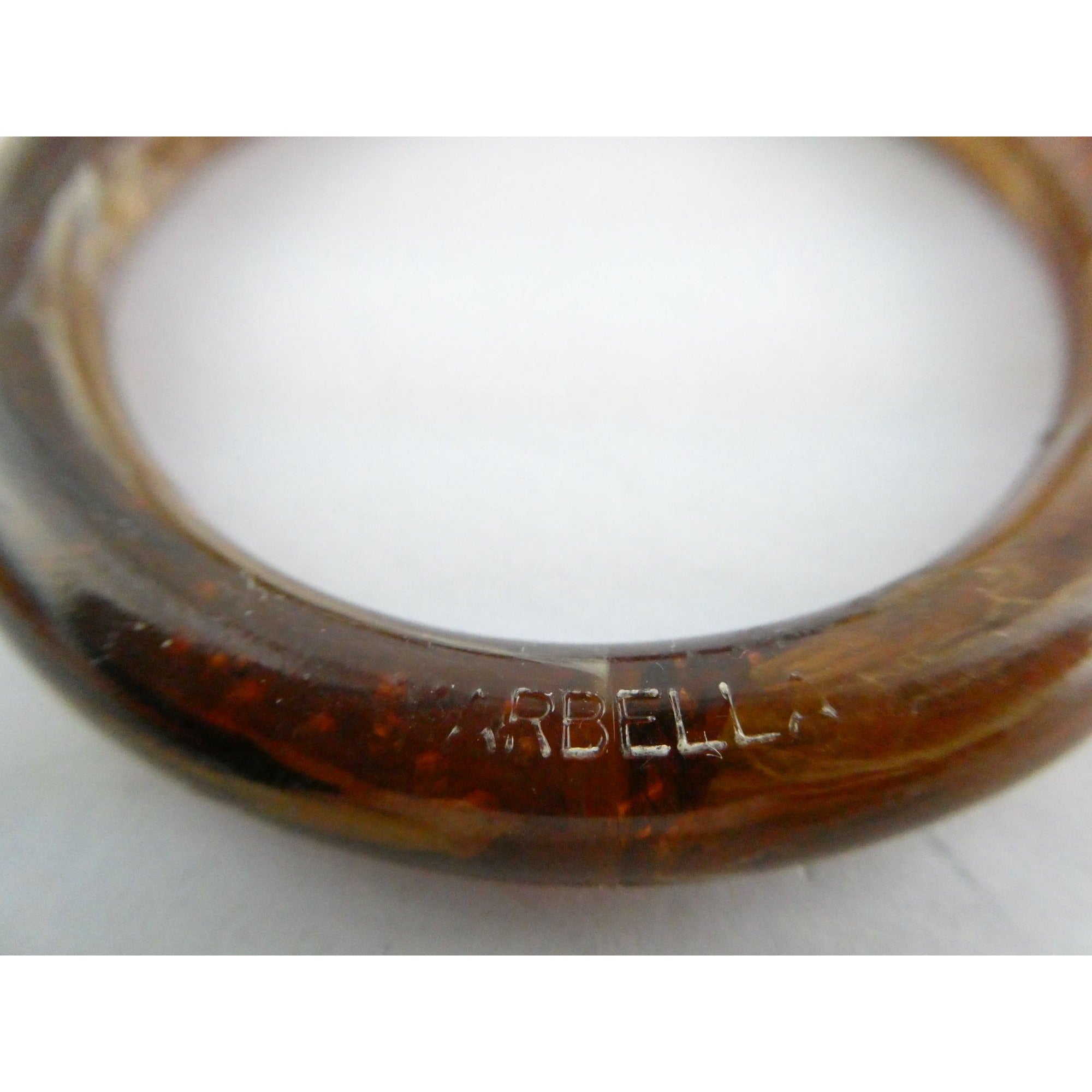 Vintage Pressed Plastic Chunky Brown Swirl Bangle Bracelet 7.25 Inch Fit 14.7g