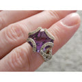John Hardy Woven Cable Sterling Silver Amethyst and Diamond Ring Size 4.75 10g