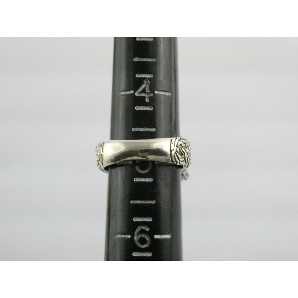 John Hardy Woven Cable Sterling Silver Amethyst and Diamond Ring Size 4.75 10g