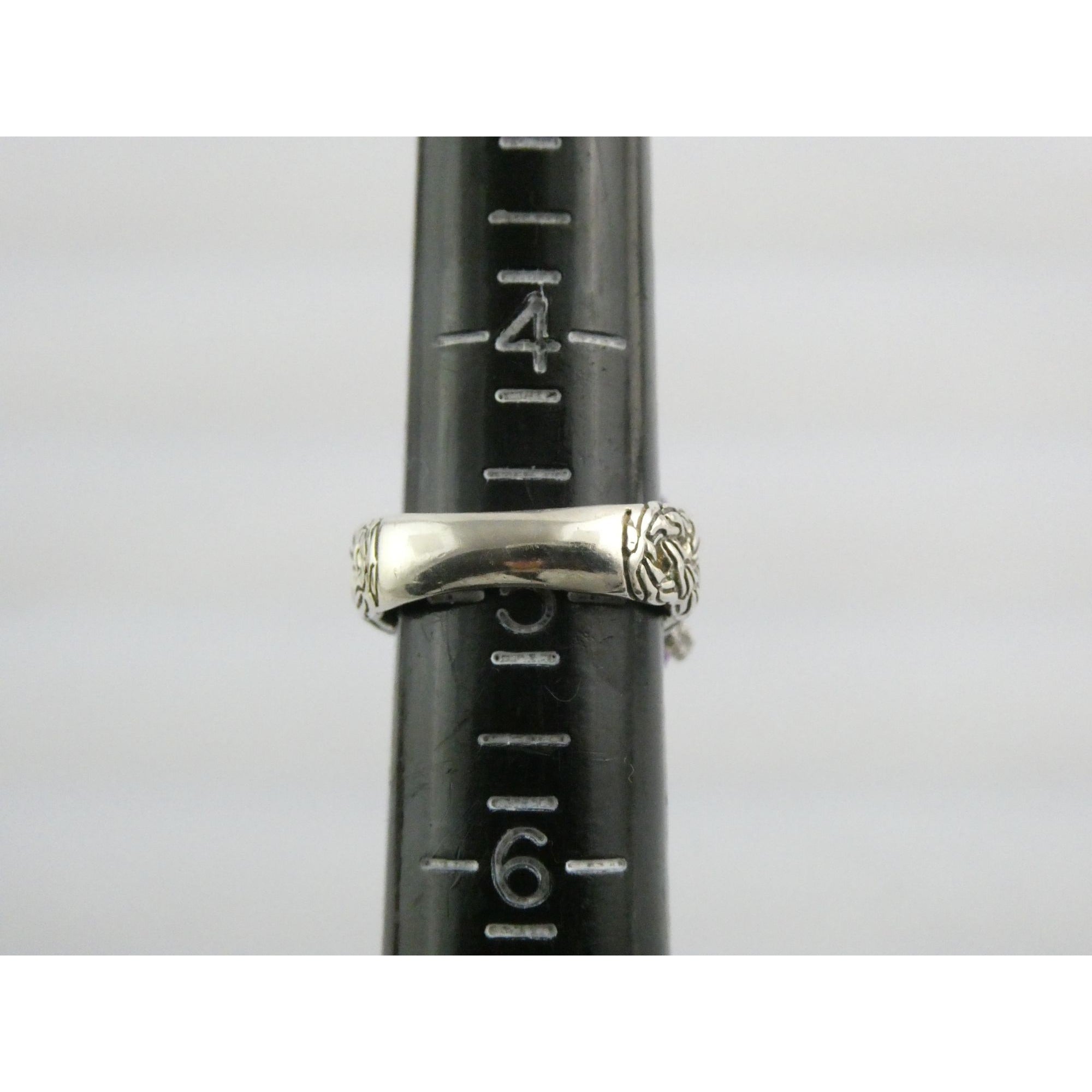 John Hardy Woven Cable Sterling Silver Amethyst and Diamond Ring Size 4.75 10g