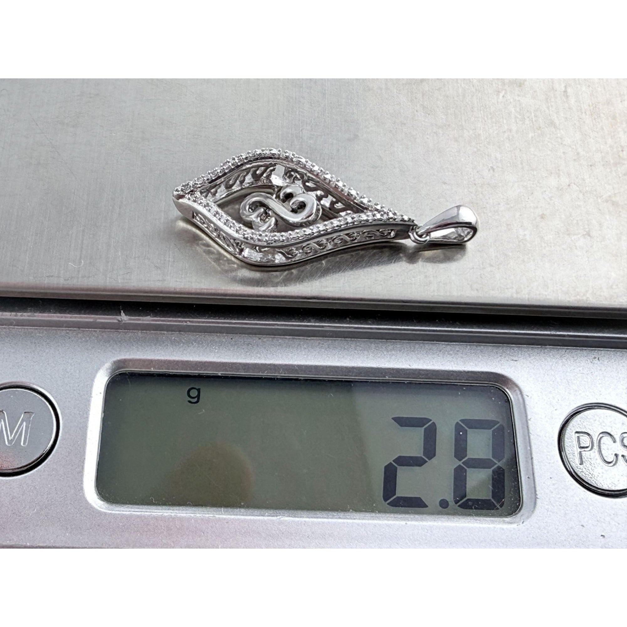 Jane Seymour JWBR Sterling Silver Natural Diamond Floating Open Hearts Pendant