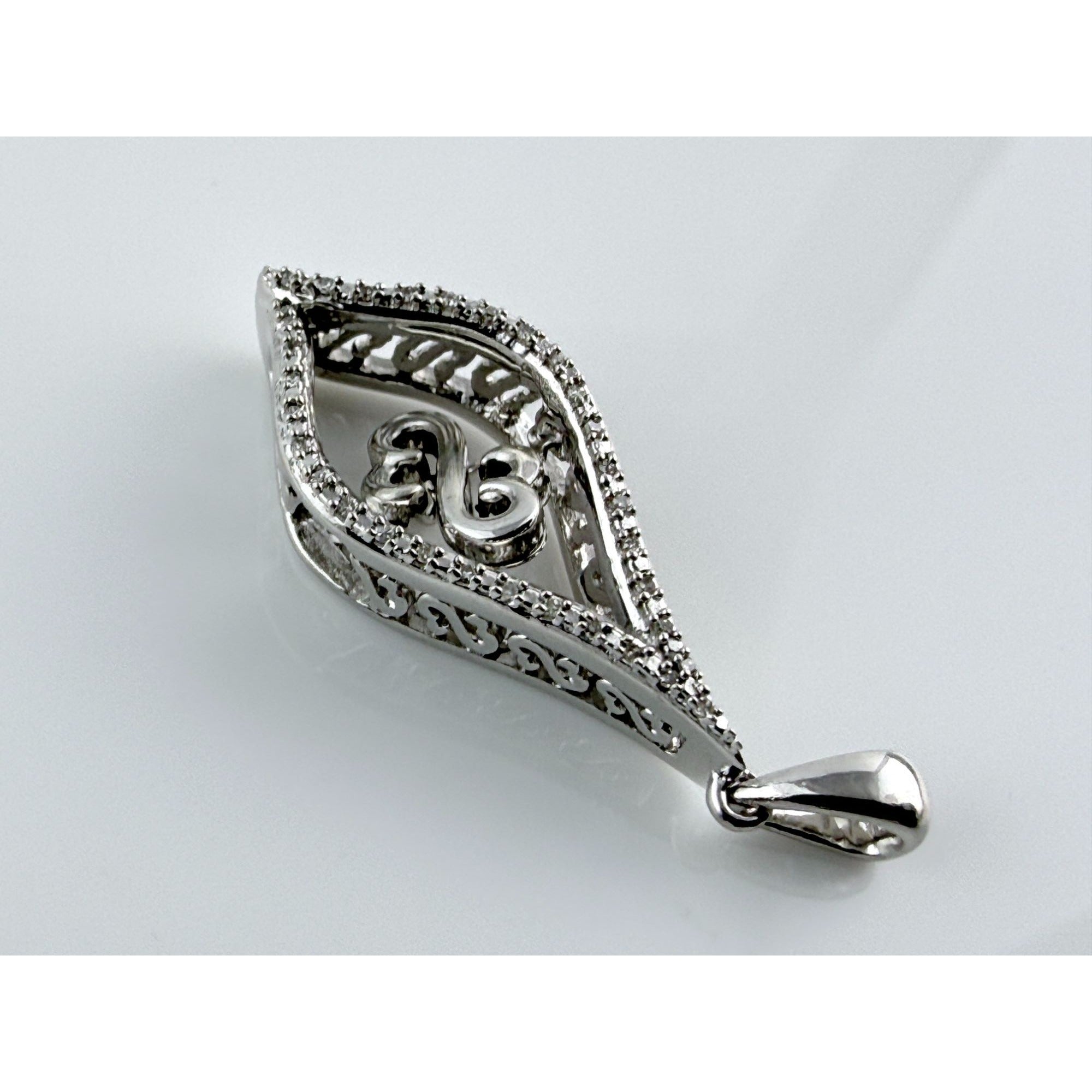 Jane Seymour JWBR Sterling Silver Natural Diamond Floating Open Hearts Pendant