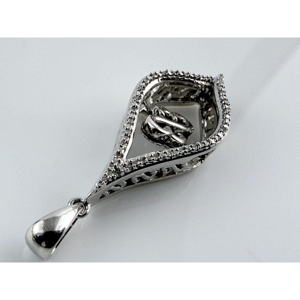 Jane Seymour JWBR Sterling Silver Natural Diamond Floating Open Hearts Pendant