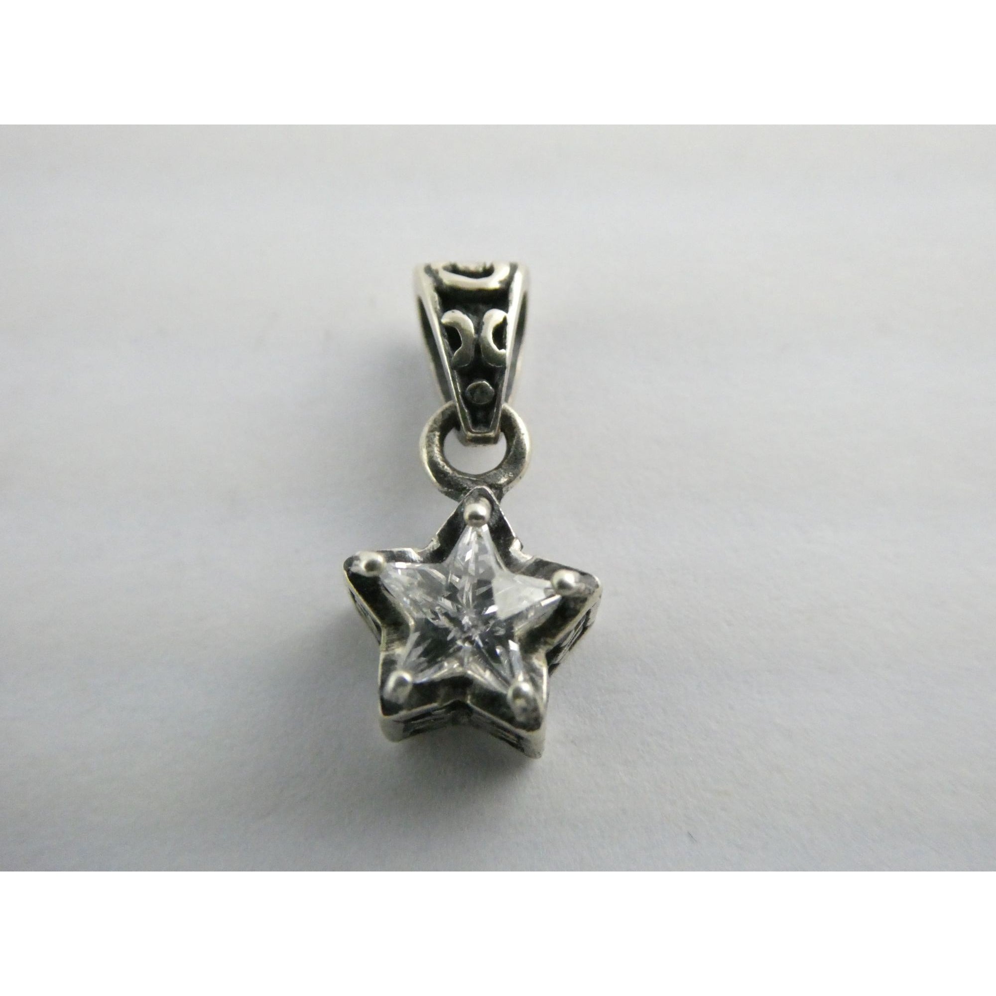 Sterling Silver Faceted White Star Pendant 1.8g 19mm Total Length