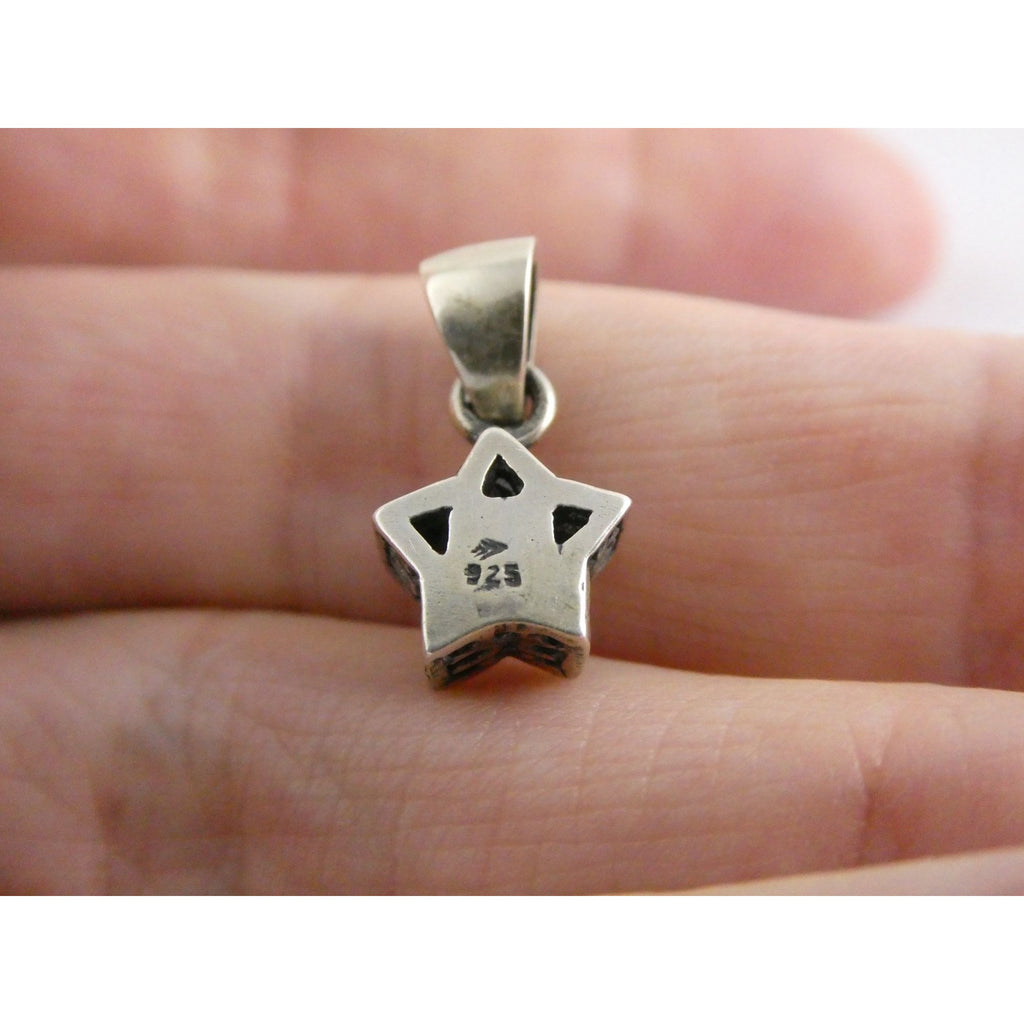 Sterling Silver Faceted White Star Pendant 1.8g 19mm Total Length