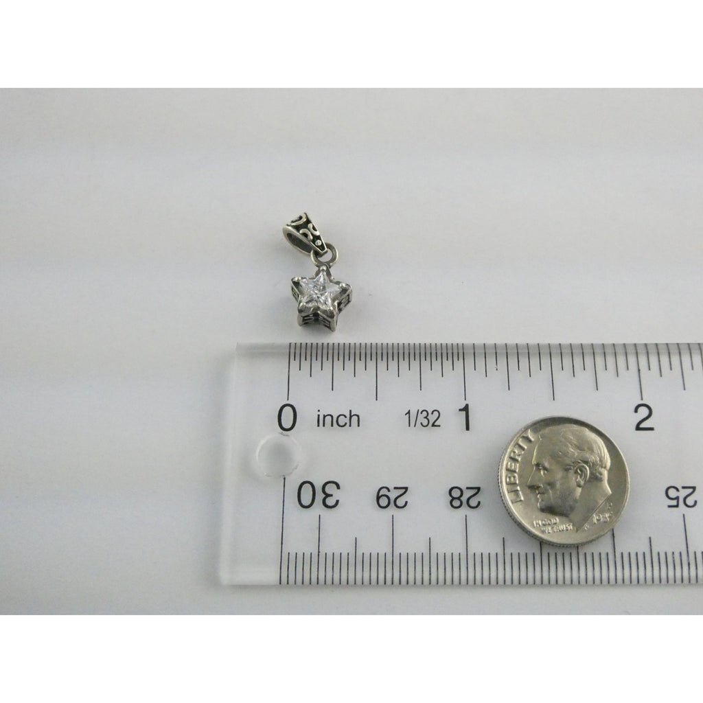 Sterling Silver Faceted White Star Pendant 1.8g 19mm Total Length