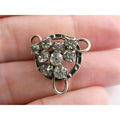 Vintage Unmarked Sterling Silver and Paste Glass Rhinestone Pin Brooch 3.2g 21mm