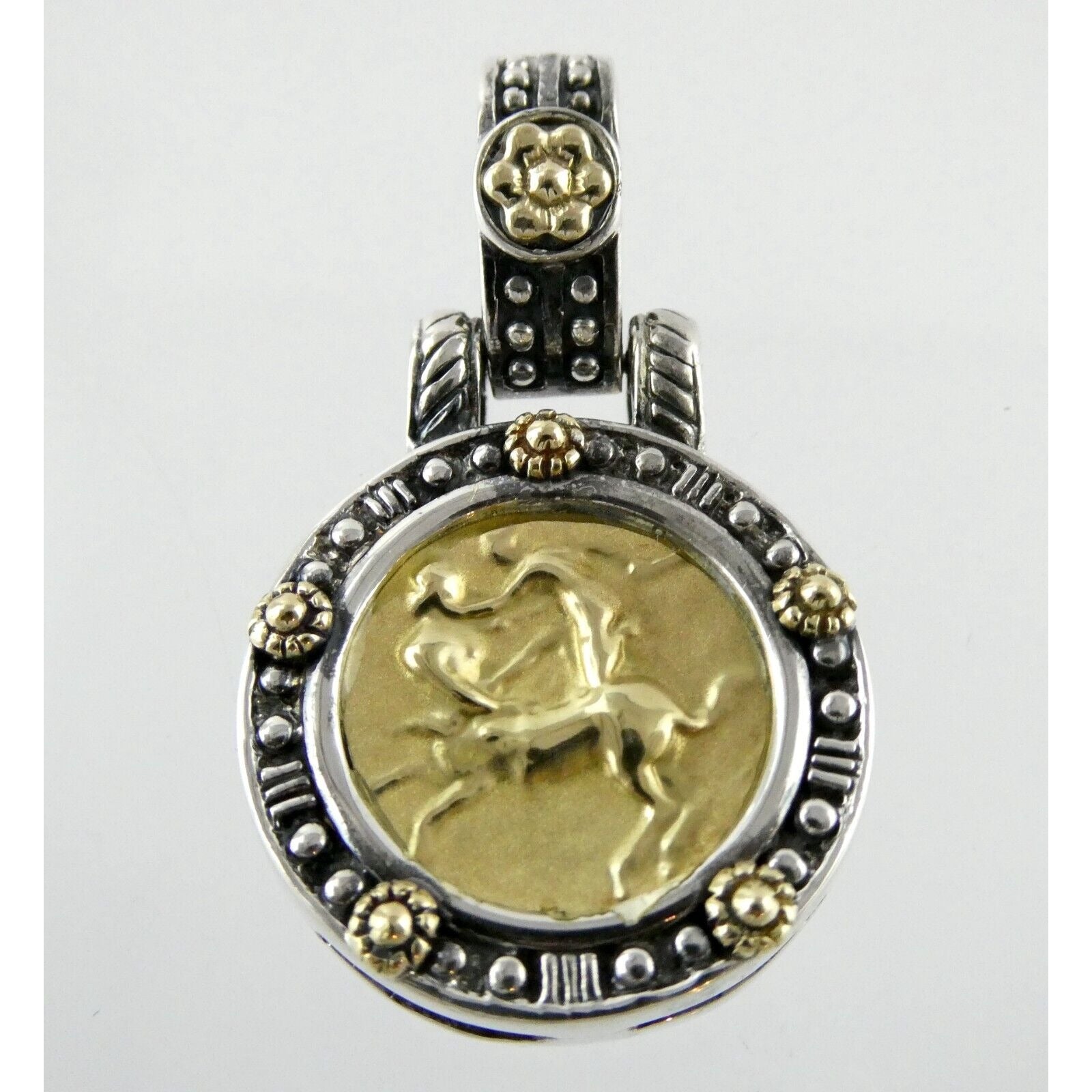 Tagliamonte 18k Yellow Gold Sterling Silver Centaur Coin Pendant Enhancer 925