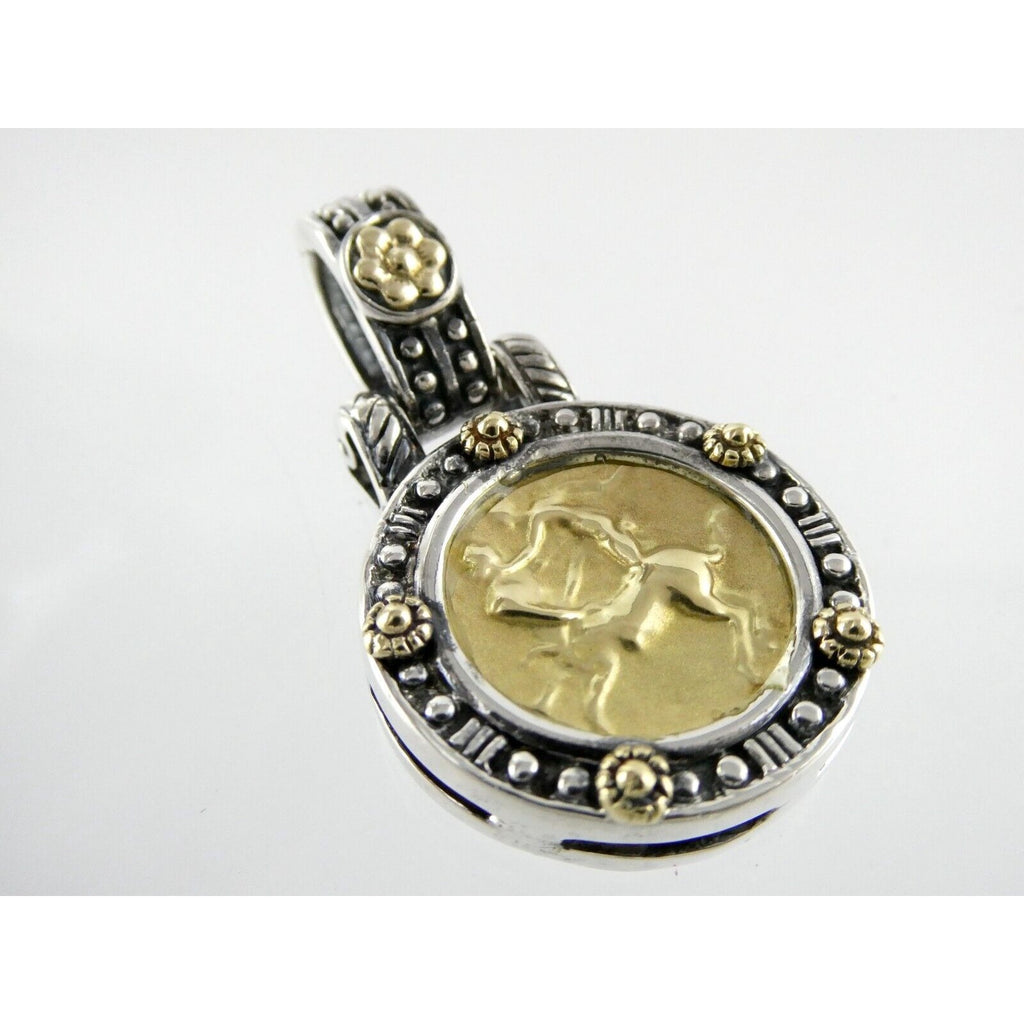 Tagliamonte 18k Yellow Gold Sterling Silver Centaur Coin Pendant Enhancer 925