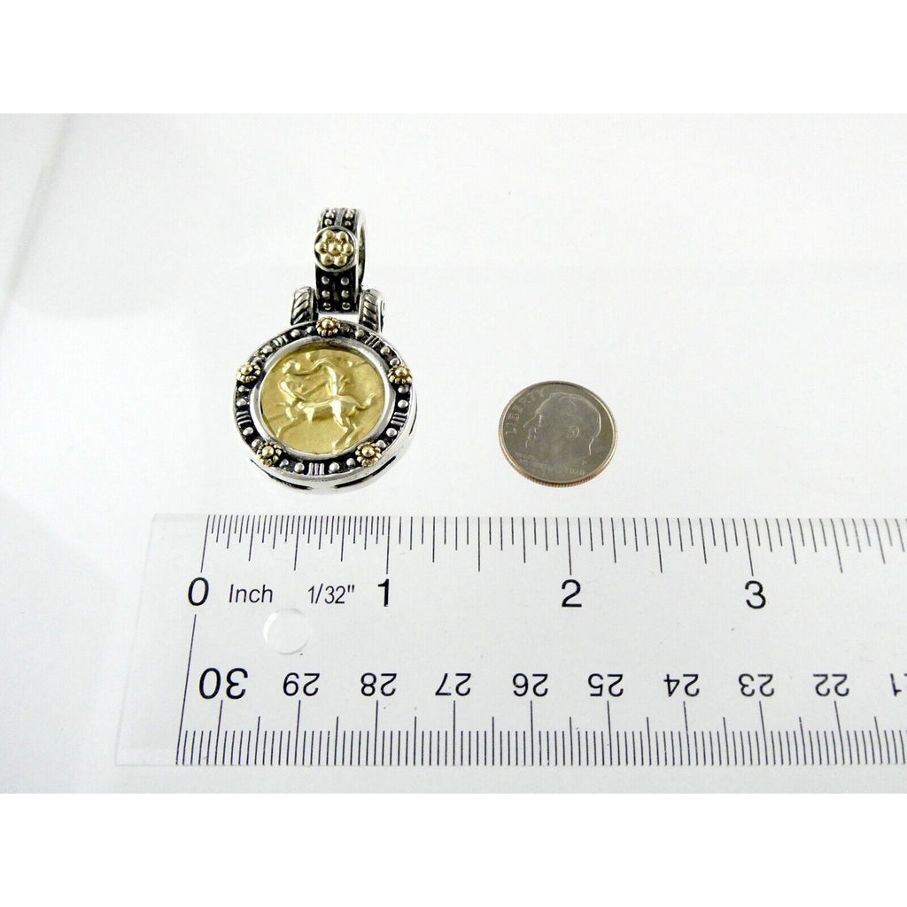 Tagliamonte 18k Yellow Gold Sterling Silver Centaur Coin Pendant Enhancer 925