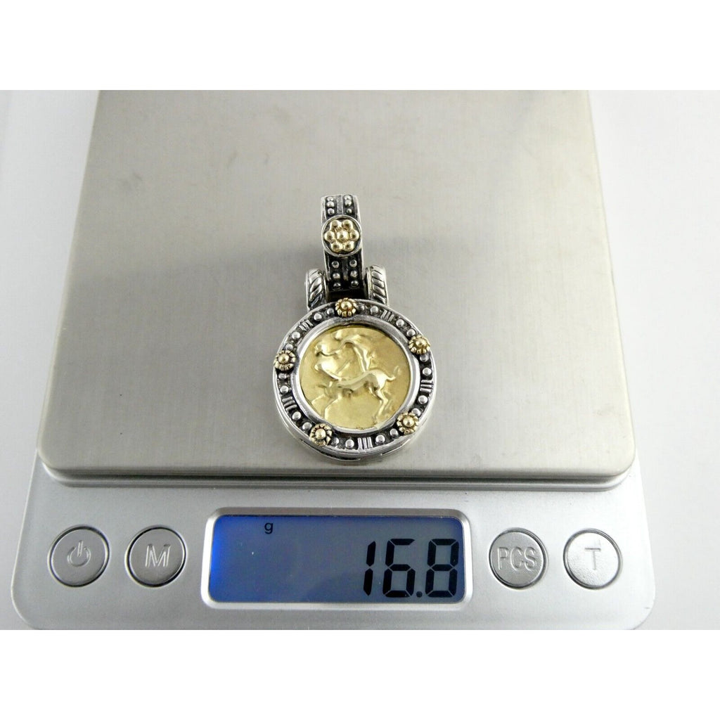 Tagliamonte 18k Yellow Gold Sterling Silver Centaur Coin Pendant Enhancer 925