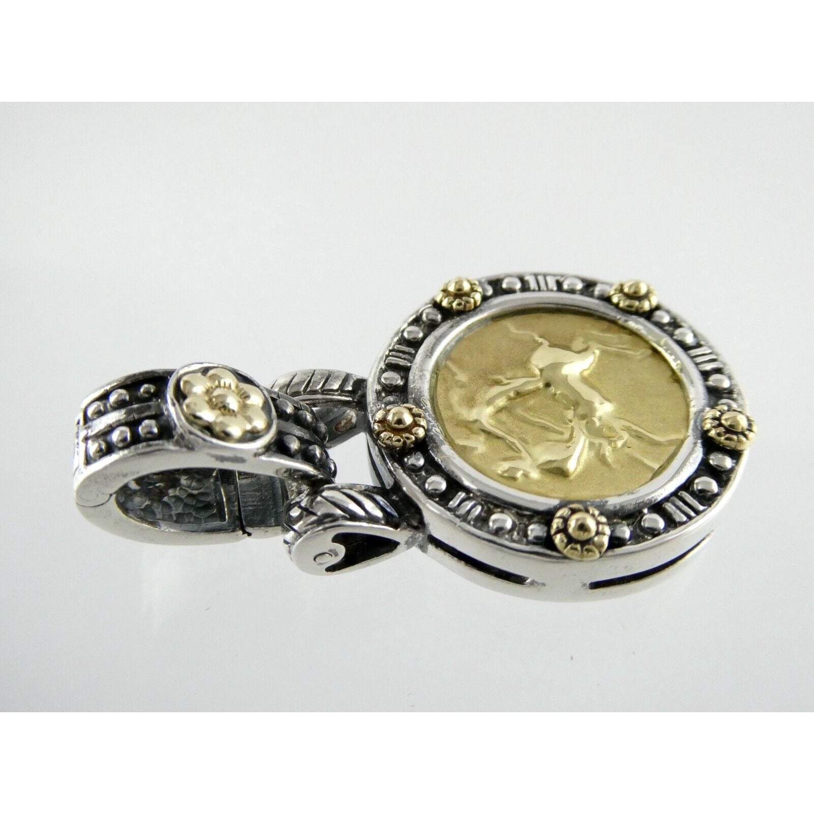 Tagliamonte 18k Yellow Gold Sterling Silver Centaur Coin Pendant Enhancer 925