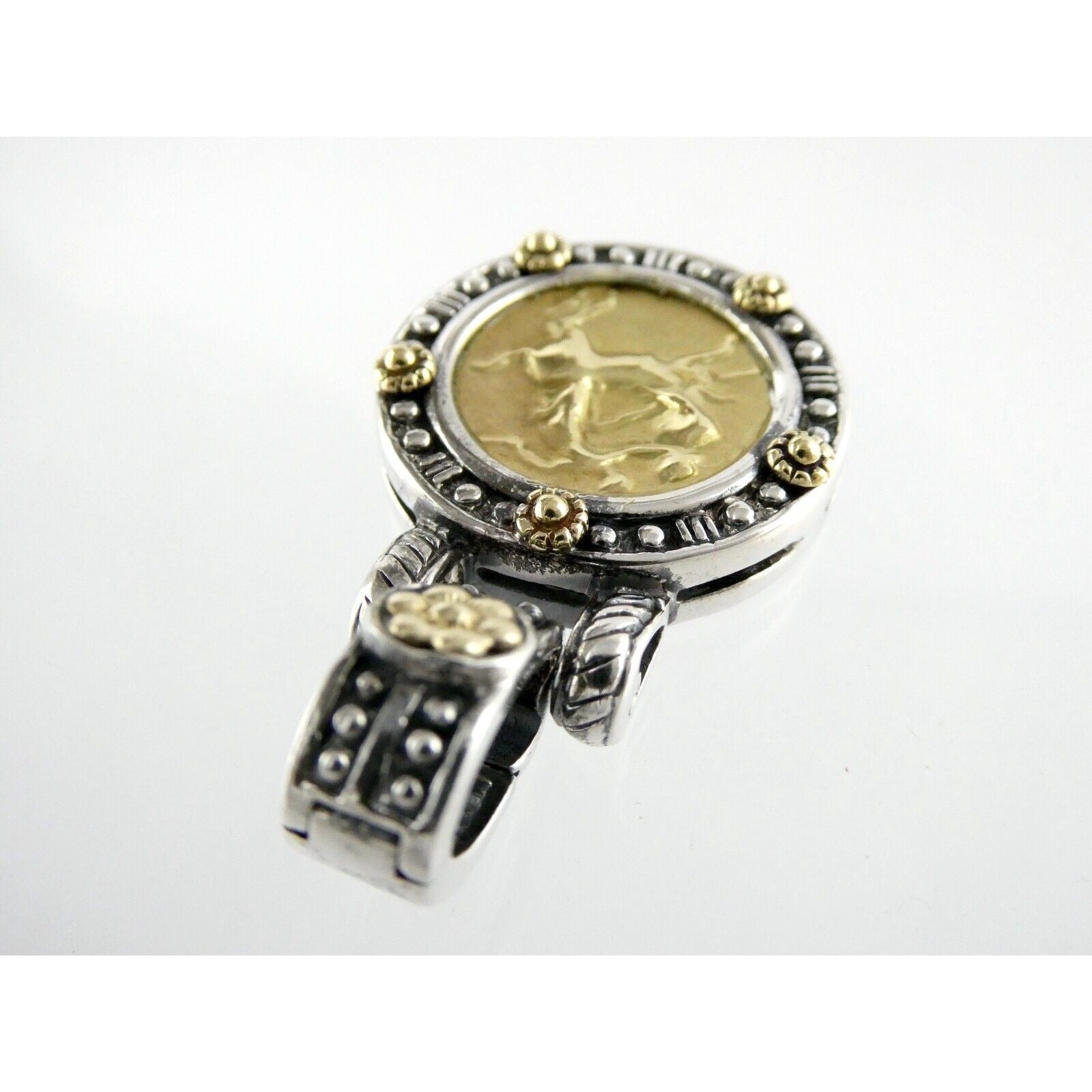 Tagliamonte 18k Yellow Gold Sterling Silver Centaur Coin Pendant Enhancer 925