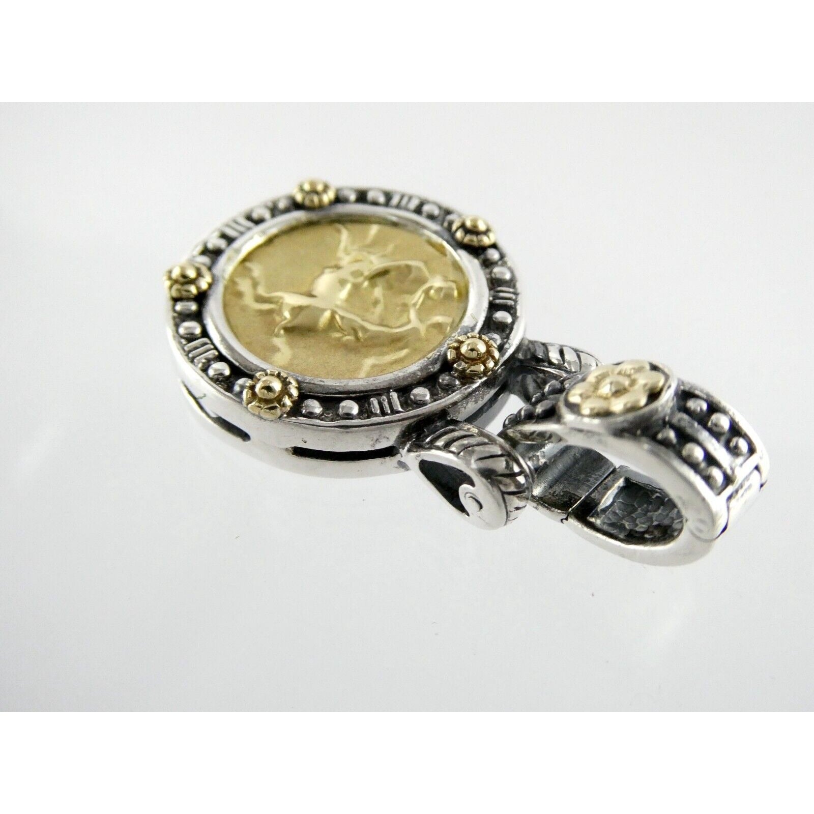 Tagliamonte 18k Yellow Gold Sterling Silver Centaur Coin Pendant Enhancer 925