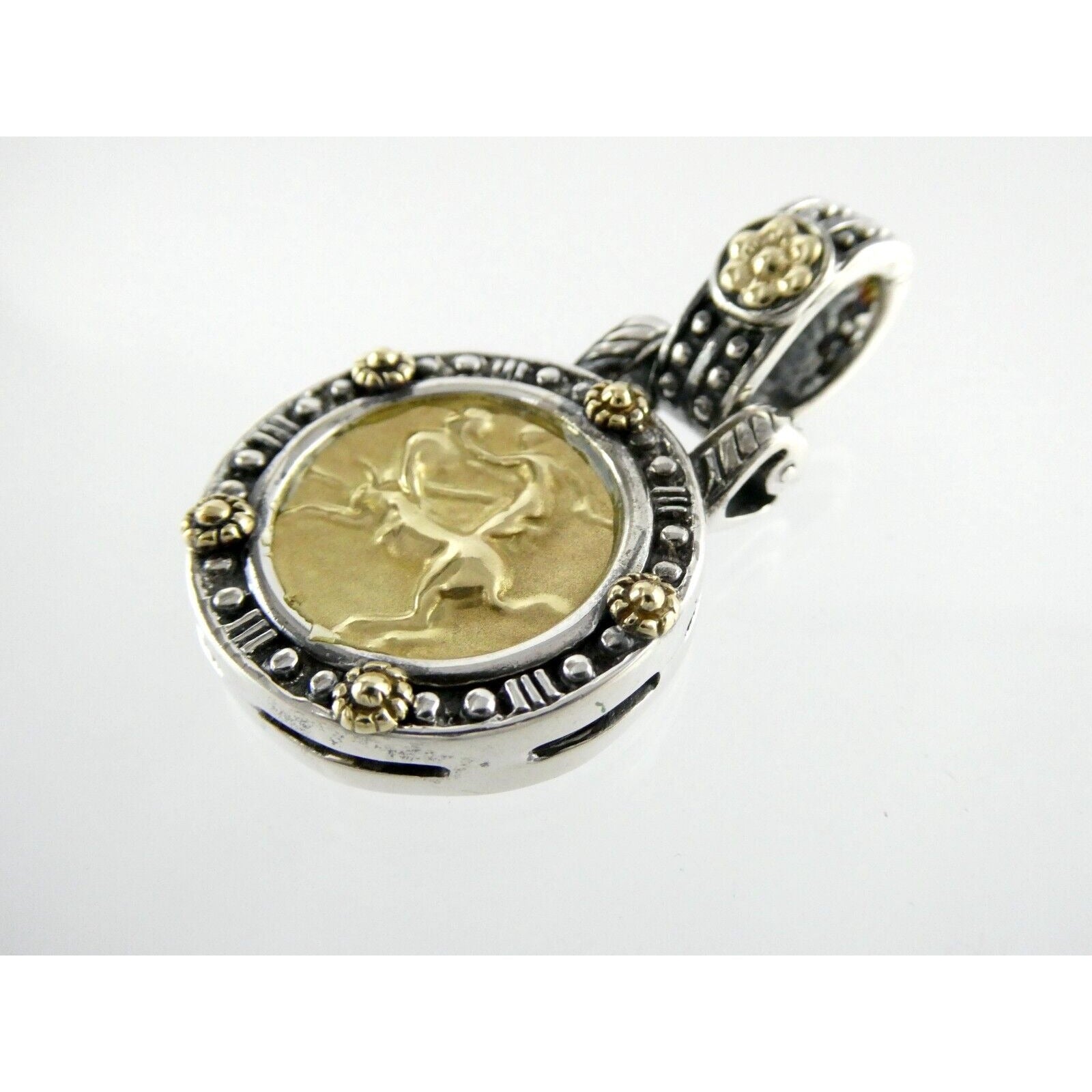 Tagliamonte 18k Yellow Gold Sterling Silver Centaur Coin Pendant Enhancer 925