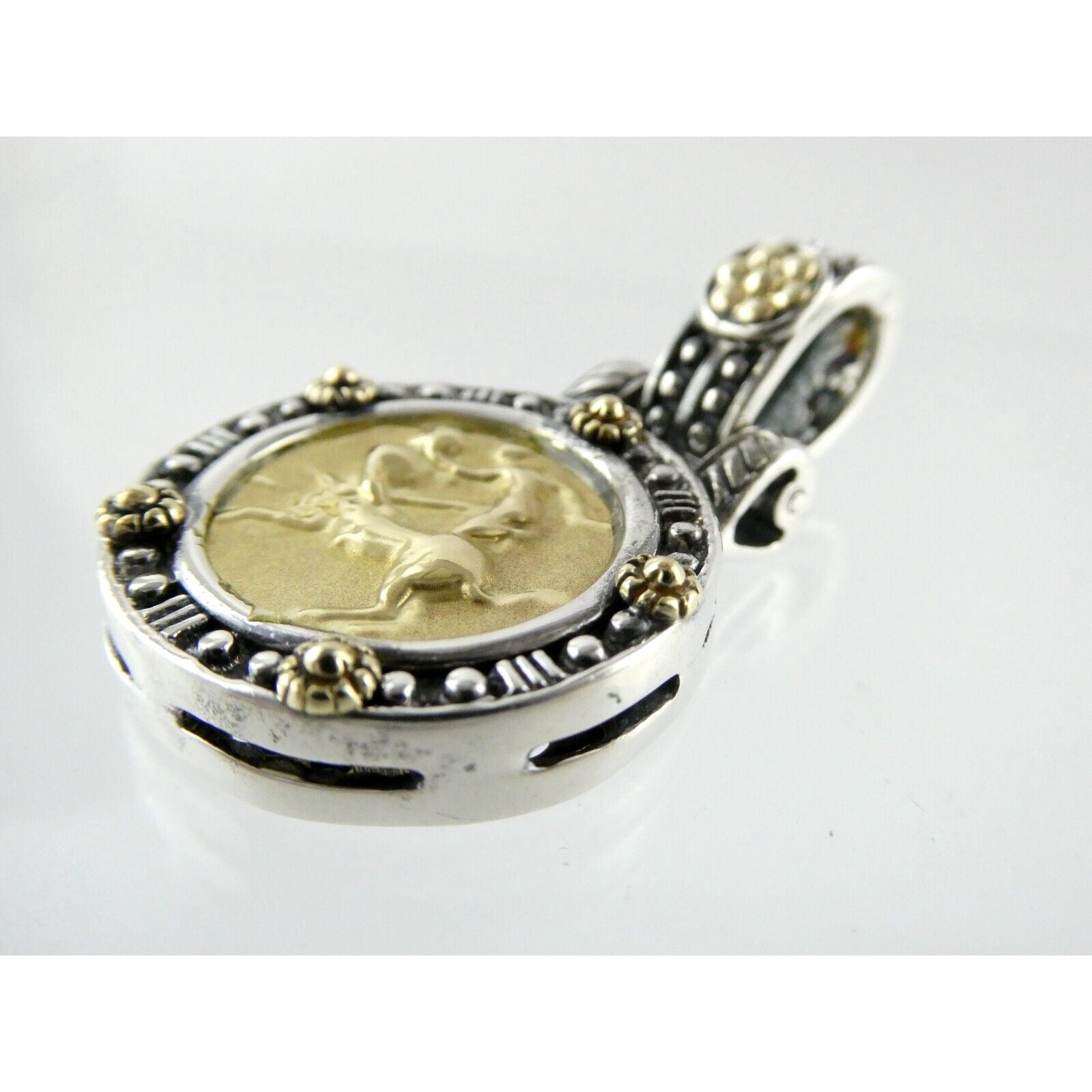 Tagliamonte 18k Yellow Gold Sterling Silver Centaur Coin Pendant Enhancer 925
