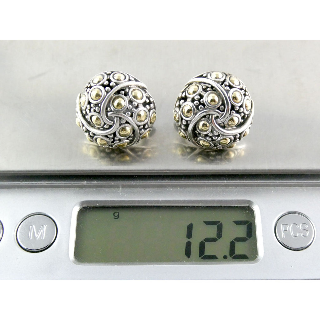 John Hardy Jaisalmer Sterling Silver 18k Yellow Gold Dot Circle Pierced Earrings